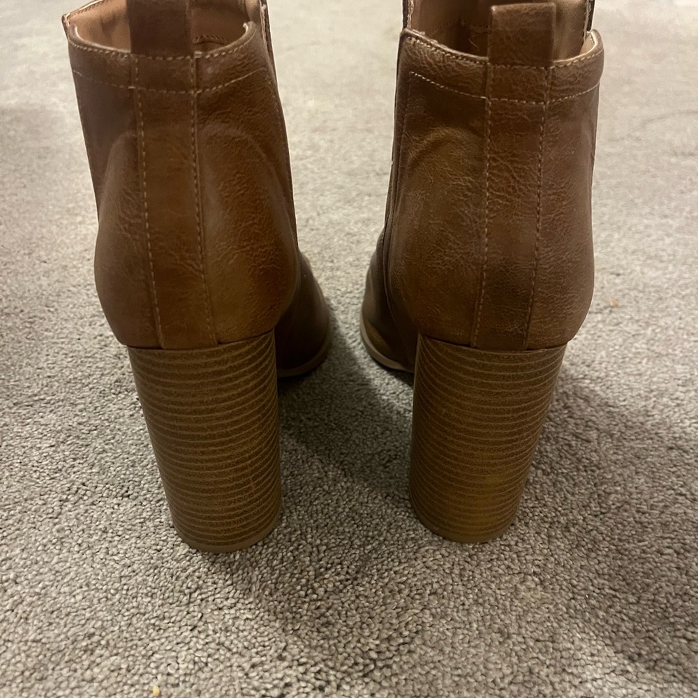 Altar'd State Tan Peep-Toe Ankle Booties - Picture 4 of 9